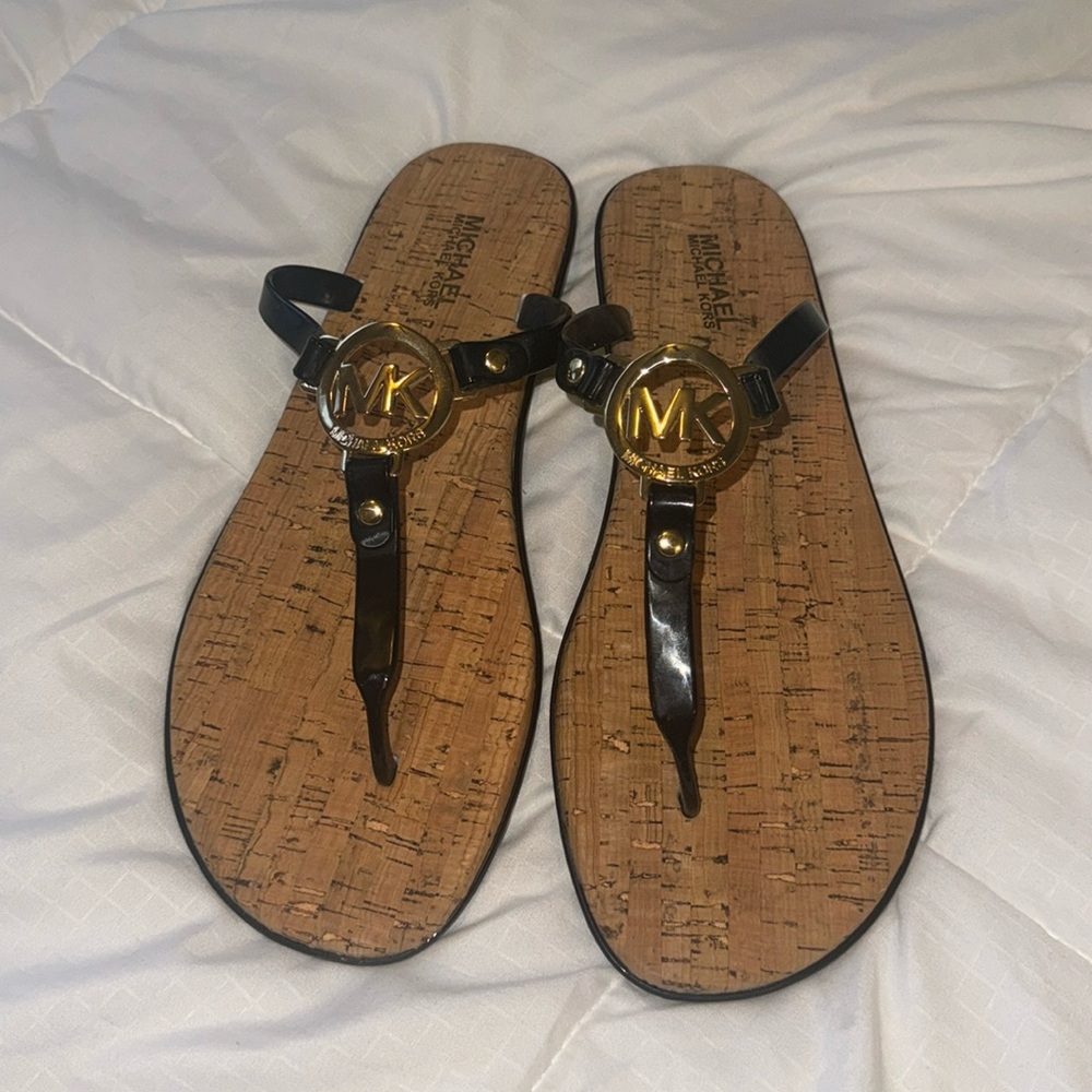 Michael Kors Flip Flops - Black and Silver - Size 11 - Never Worn